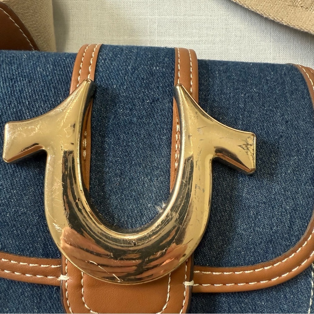 True Religion Horseshoe mini bag denim and faux leather shoulder strap - Picture 7 of 13